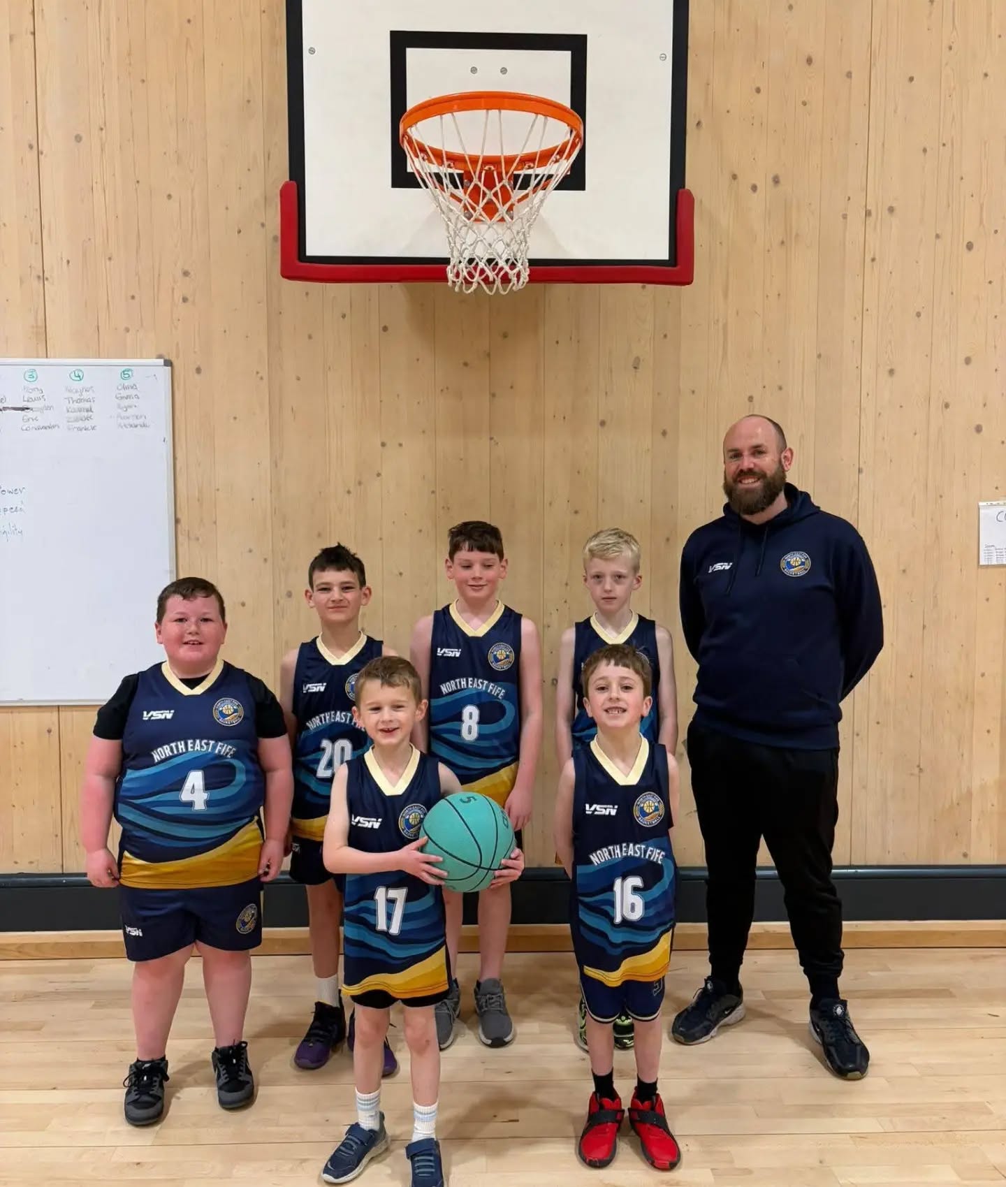 Coach Shayne with young North East Fife Basketball players