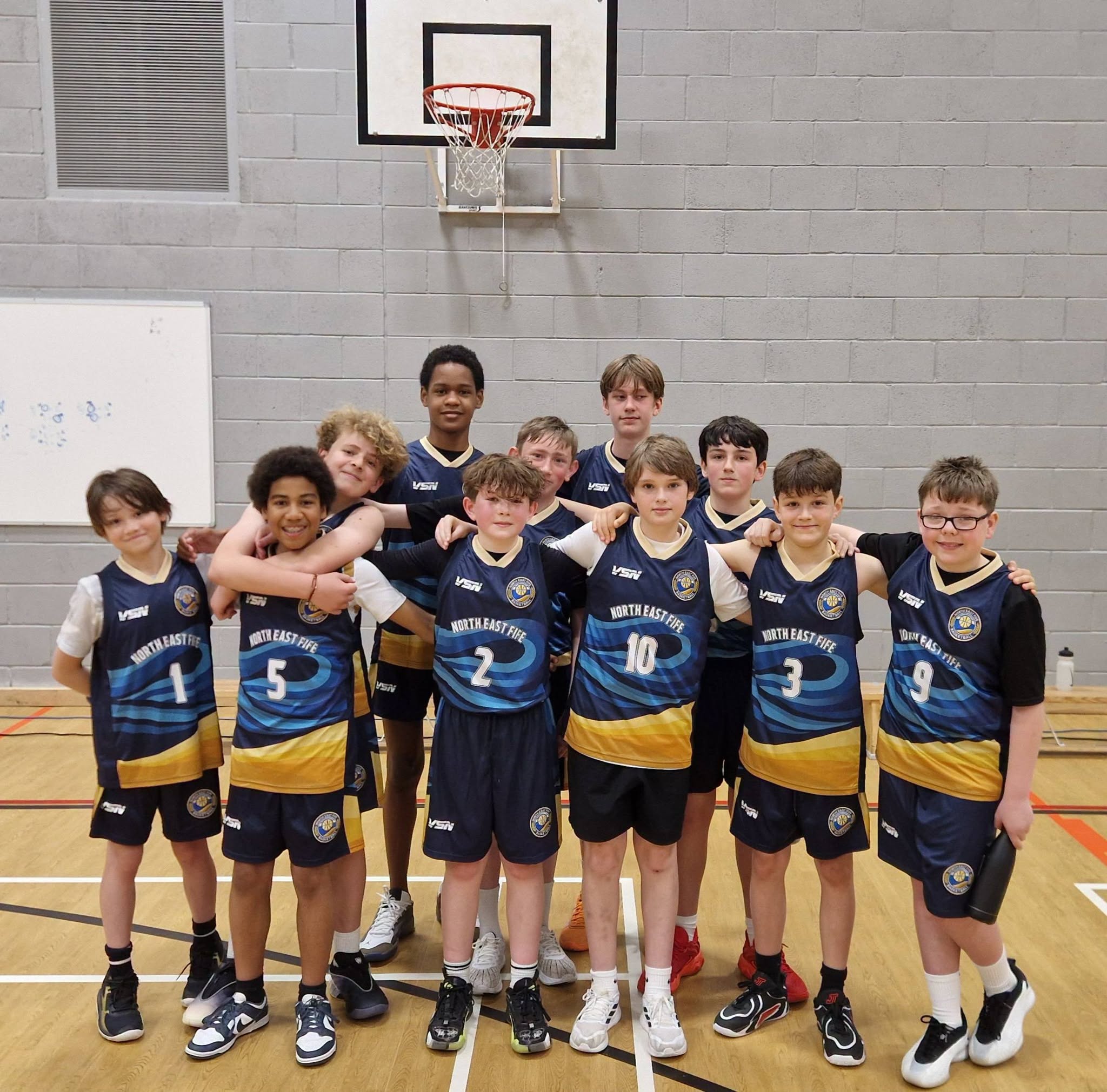 North East Fife Basketball Under-14 players together after a game